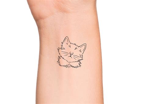 Cute Cat Outline Tattoo