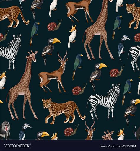 Seamless Pattern With Wild Animals Royalty Free Vector Image