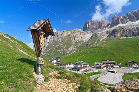 Dolomiti Pordoi Pass Summer Landscape Stock Photos Pass Photo