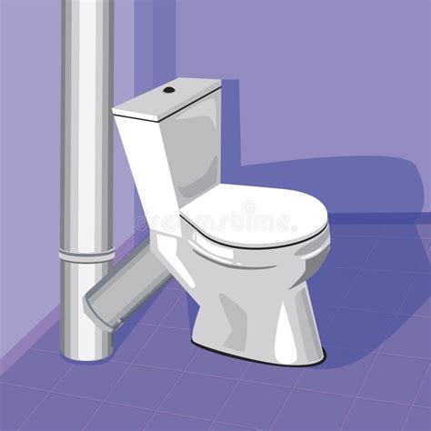 Closed Toilet Bowl In A Wc Room With Tiles On The Floor As A Concept Of