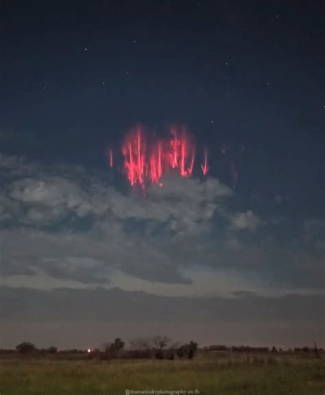 Red Sprite Over Oklahoma Earth Earthsky