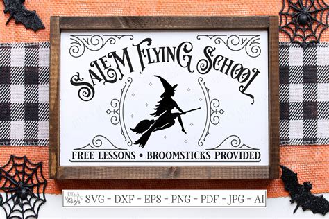 Salem Flying School Free Lessons Witch Broom Halloween 516692 Svgs Design Bundles