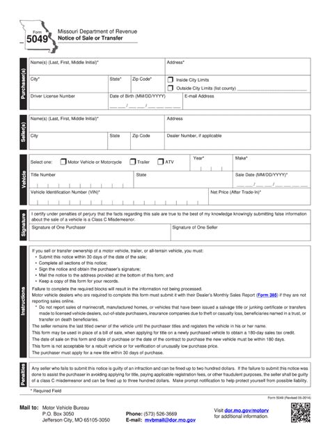 2014 Form Mo Dor 5049 Fill Online Printable Fillable Blank Pdffiller