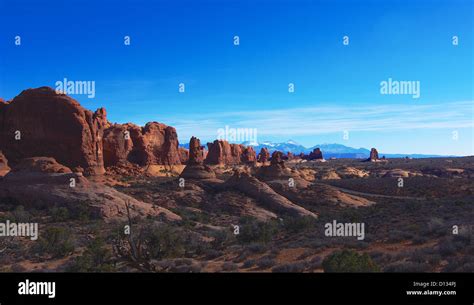 Red Rocks Of Arches Stock Photo Alamy