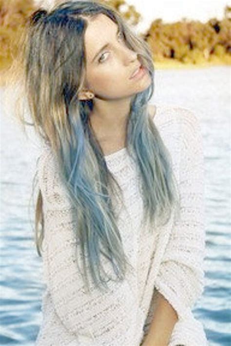 Light Blue Dip Dyed Hair Extensions For Brunette Hair 20 22