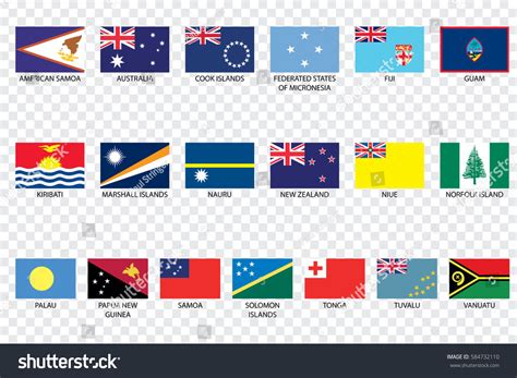 Illustrated Country Flags Oceania 스톡 일러스트 584732110 Shutterstock