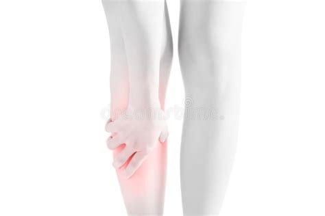 Acute Pain In A Woman Shin Isolated On White Background Clipping Path