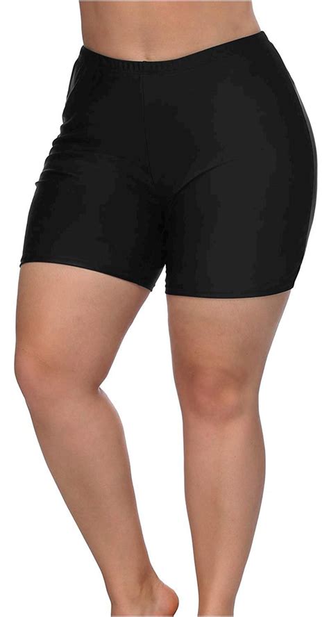 Sociala Swim Bottoms For Women Plus Size Bike Shorts High Waist Black