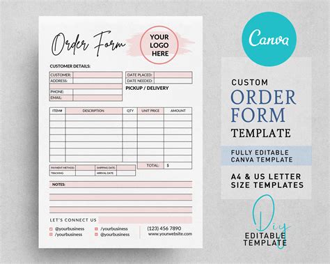 Order Form Template Order Form For Small Business Purchase Etsy UK
