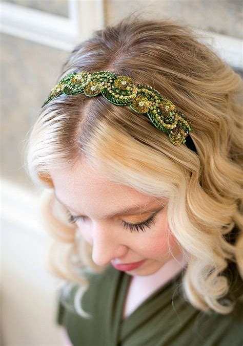 Womens Headband Emerald Green Beaded Hair By Bethanylorelle 2950