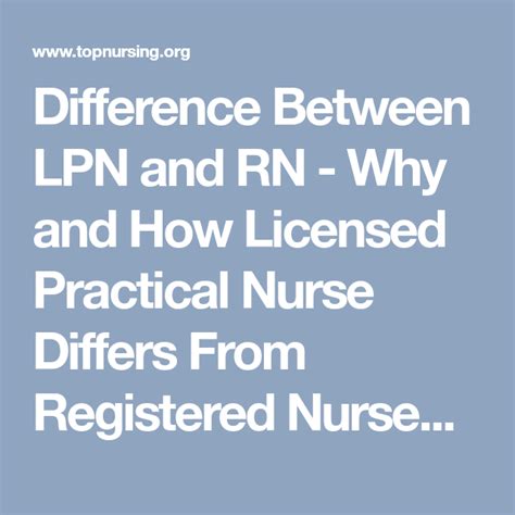 Difference Between Lpn And Rn Why And How Licensed Practical Nurse