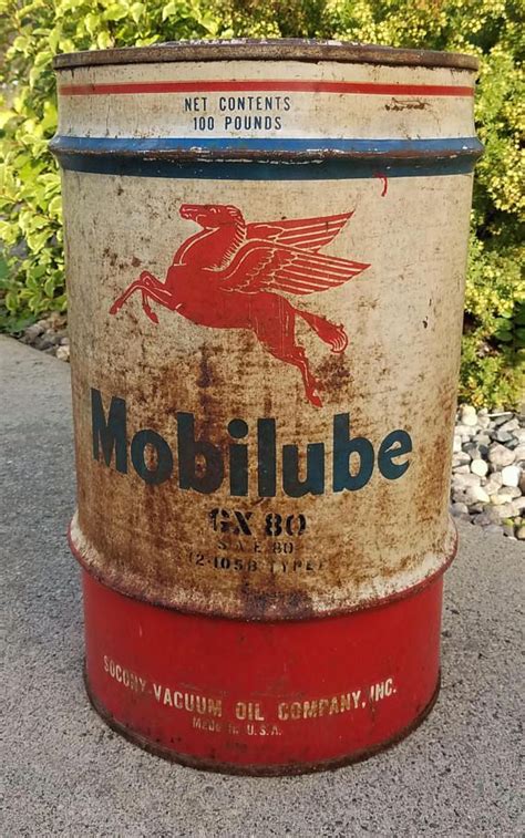 Vintage Mobil Oil Drum Pegasus Socony Vacuum Mobilubemobil Oil