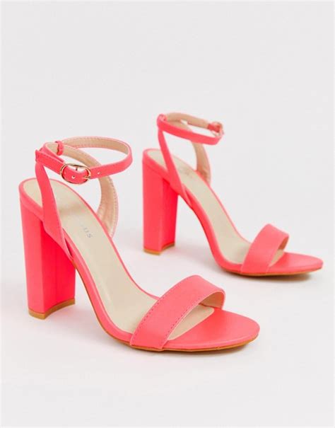 Glamorous Neon Pink Barely There Block Heeled Sandals Asos