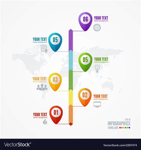 Timeline Infographic Map And Pin Royalty Free Vector Image