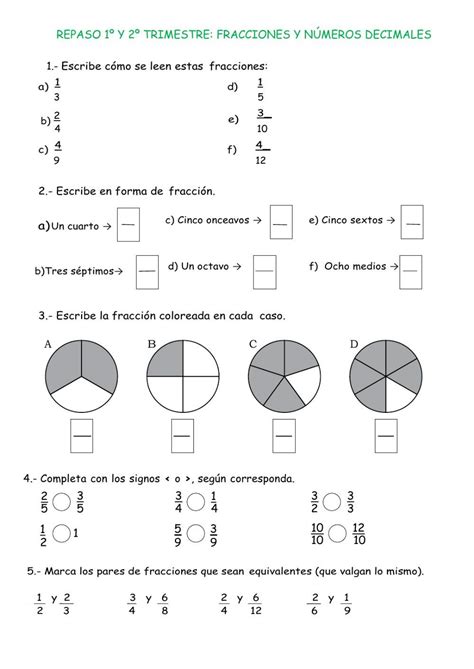 Ficha online de Fracciones y números decimales para 4º Primaria Puedes