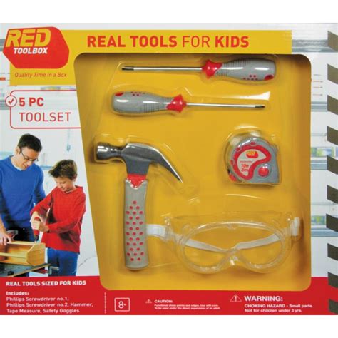 Red Tool Box 5pc Tool Set Mr Toys Toyworld