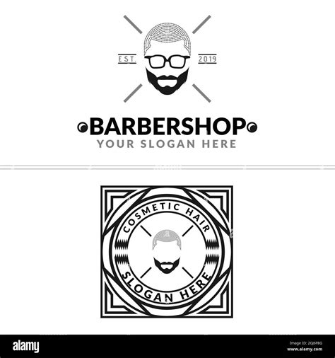 Barbershop Men Beard Mustache Emblem Logo Design Stock Vector Image