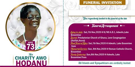 Funeral Invitation Card Designed By Oppomence Graphics From Ghana