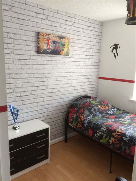 Revamp Sons Bedroom With Brick Wallpaper Bedroom Brick Wall Brick