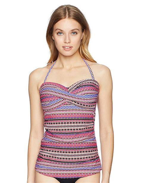 anne cole anne cole stevie stripe twist front shirred bandeau tankini swim top us s walmart