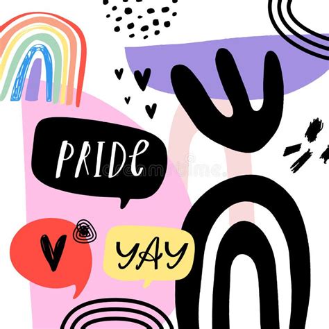 Gay Pride Lgbt Rainbow Concept Speech Bubble Doodle Style Colorful Illustration Stock