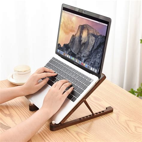 Foldable Walnut Wood Laptop Stand For Desk Portable Laptop Etsy