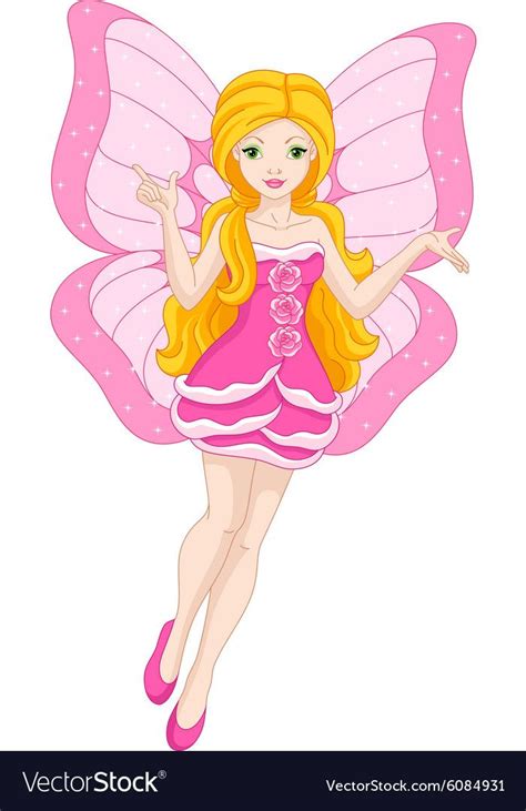 Pink Fairy Royalty Free Vector Image Vectorstock Fairy Cartoon