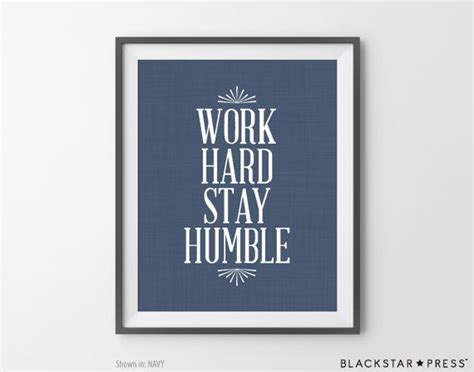 Work Hard Stay Humble Navy Office Decor Home Office Wall Decor Coworker