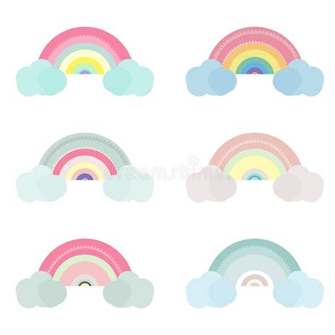 A Set Of Colorful Rainbows Hand Drawn Vector Illustrations In The
