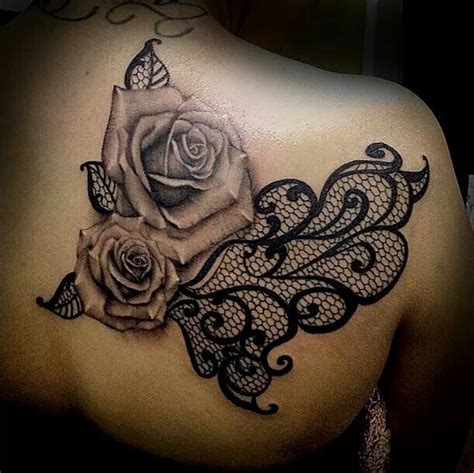 Black And Grey Roses With Lace Tattoo Tattoos Pinterest Lace Tattoo Tattoo And Rose