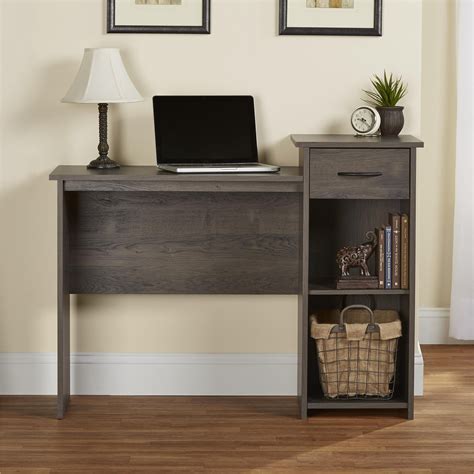 Mainstays Student Desk With Easy Glide Drawer Weathered Oak Walmart