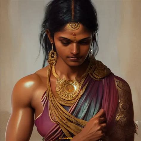 Muscular South Indian Woman Sari Ultra Realistic Stable Diffusion