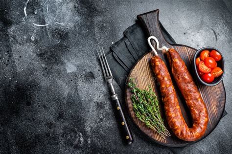 Traditional Spanish Chorizo Sausage Dry Cured Pork Meat Black