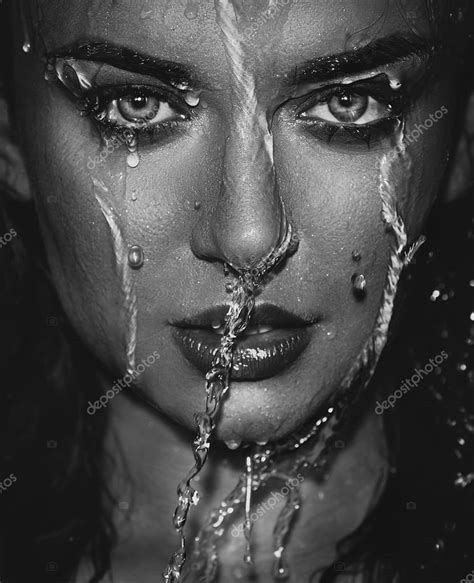 Wet Woman Face With Water Drop Stock Photo By Martyna1802 120129996