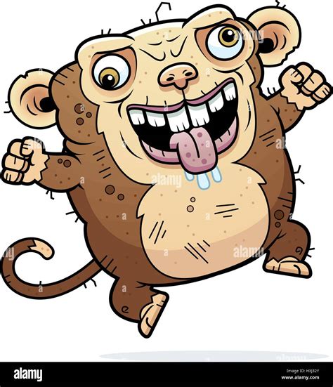 A Cartoon Illustration Of An Ugly Monkey Looking Crazy Stock Vector