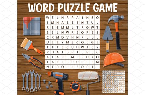 Builder Tools Word Search Puzzle Education Illustrations ~ Creative