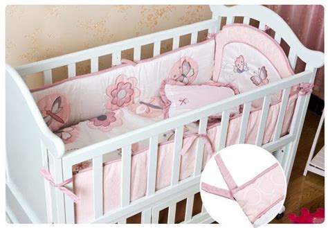 Promotion 3pcs Embroidered Butterfly Crib Bedding Set For New Born
