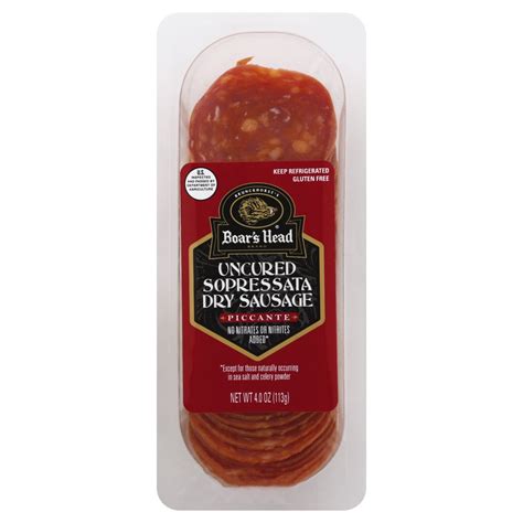 Boar's Head Uncured Sopressata Piccante Dry Sausage Pre-sliced Pouch