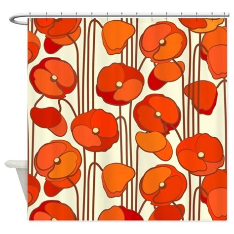 Floral Shower Curtain Poppies Shower Curtains Flowers Poppy Etsy