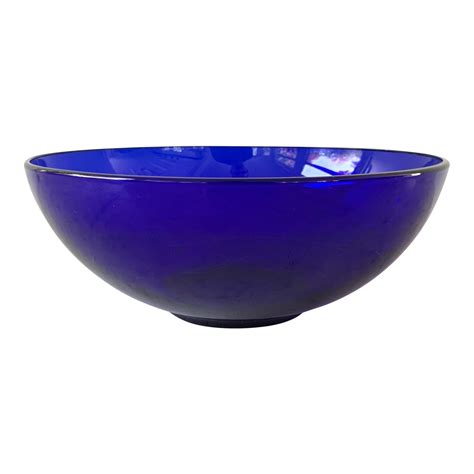Vintage Cobalt Blue Glass Serving Bowl Chairish