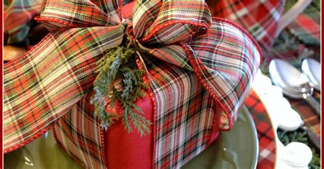 Christmas Table Clad In Plaid Corner Of Plaid And Paisley