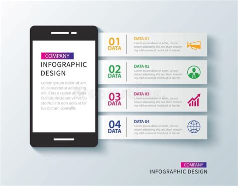 Handy Infographic Mit Schablonenhintergrund Mit 4 Daten Vektor