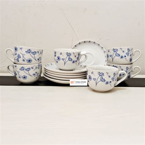Jual Cangkir Set Keramik Kopi Teh Motif Royal Blue Kedaung Home 12