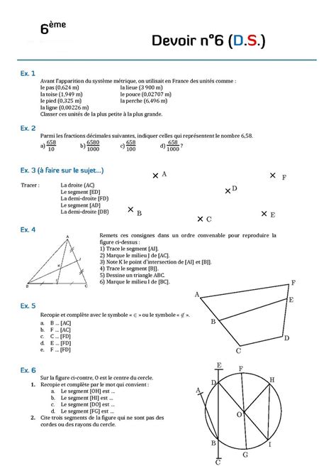 Exercice Geometrie 6eme A Imprimer