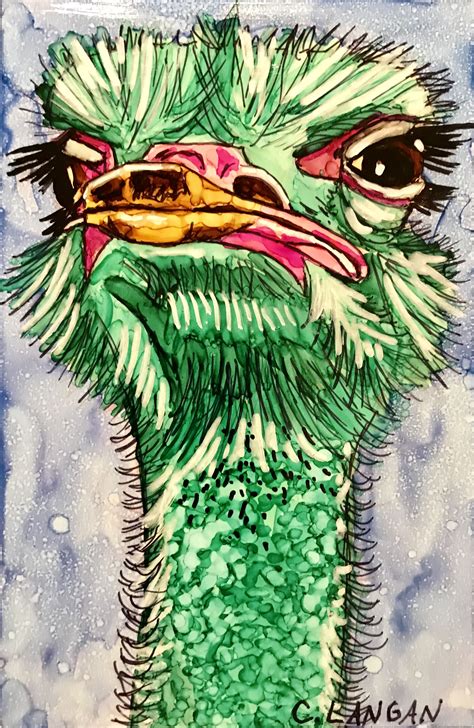 Alcohol Ink Ostrich On Yupo Paper Coated In Art Resin Alcohol Ink Ink Art