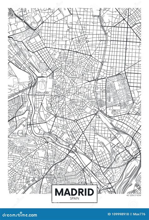 Madri Detalhado Do Mapa Da Cidade Do Cartaz Do Vetor Ilustra O Do Vetor Ilustra O De