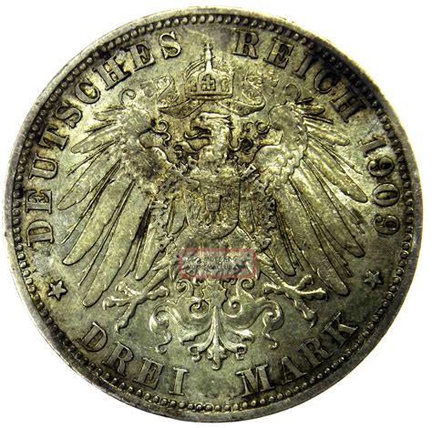 Germany States Bavaria 3 Mark 1909 D Silver Coin