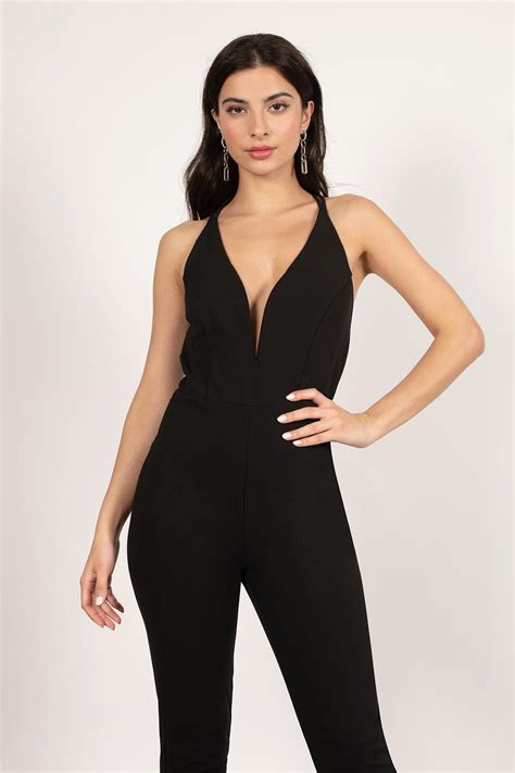 tobi jumpsuits womens by myself black plunging jumpsuit black ⋆ theipodteacher