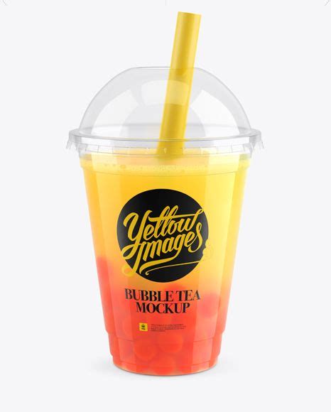 Download Orange Bubble Tea Cup Mockup - High-Angle View in Cup ...