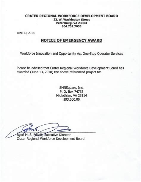 Notice Of Emergency Award Smnsquarepdf Docdroid